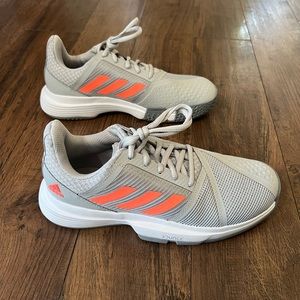 Adidas Court Jam Bounce Gray/Orange Men’s Tennis Shoes Size 7 Sneakers
